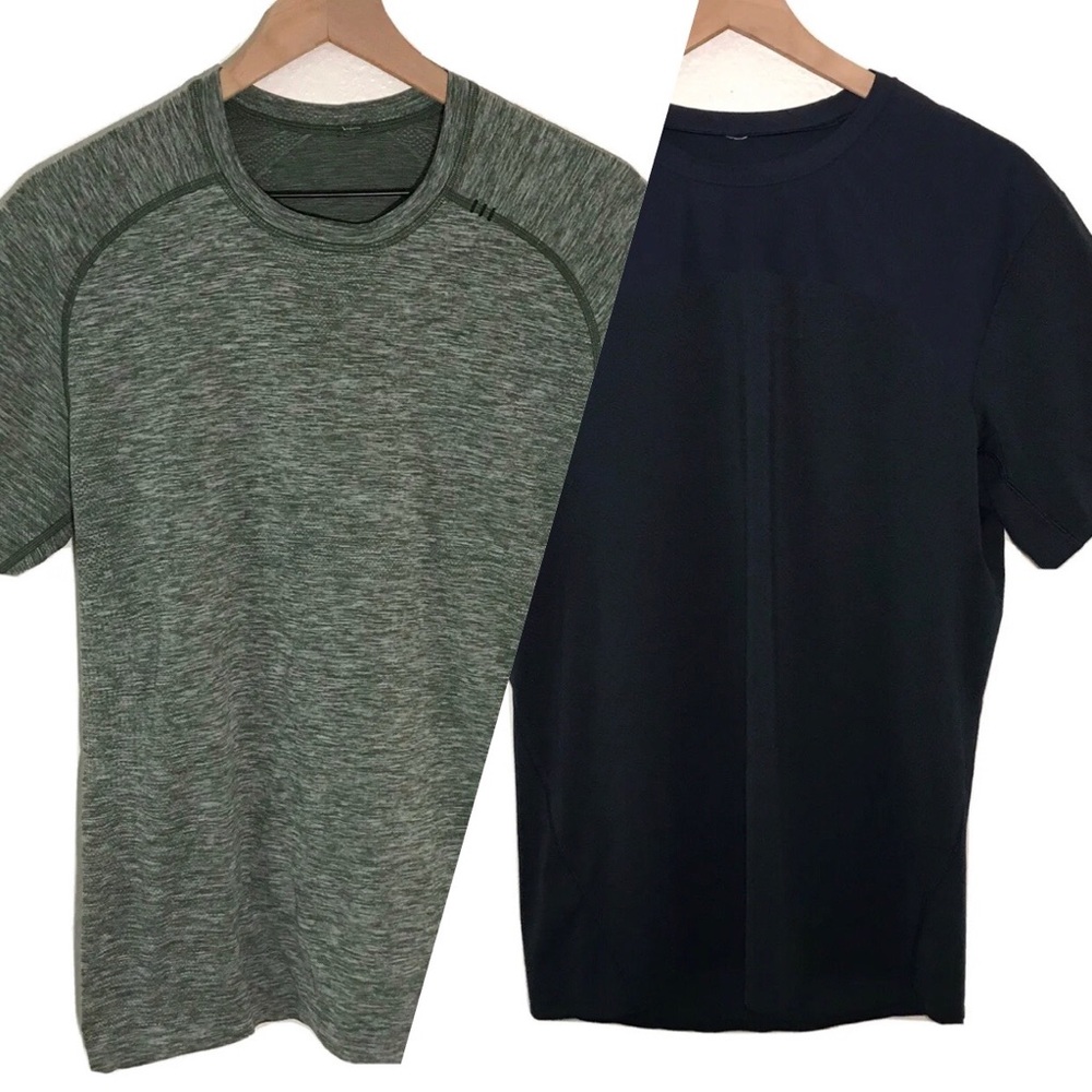 LULULEMON Lot Of 2 T Shirts One Metal Vent Tech Green And Athletic Men Sz M
